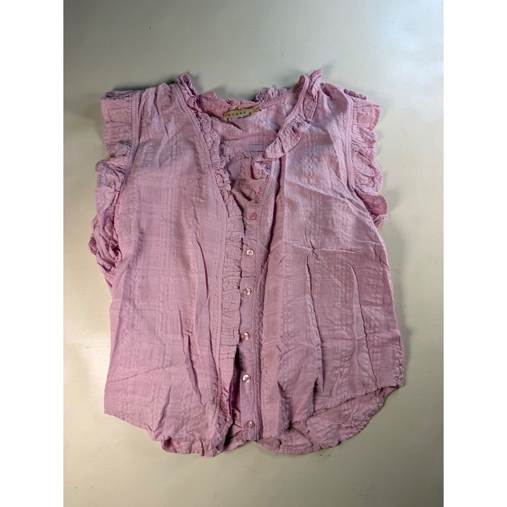 Stark X Button Down Top Women Small Lavender Pink Excellent Ruffle Gauze Boho